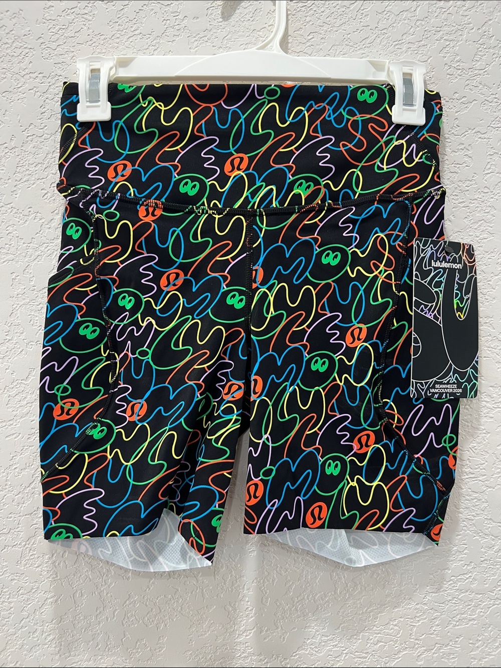 lululemon Black Multicolor High-Rise Bike Shorts Seawheeze Exclusive